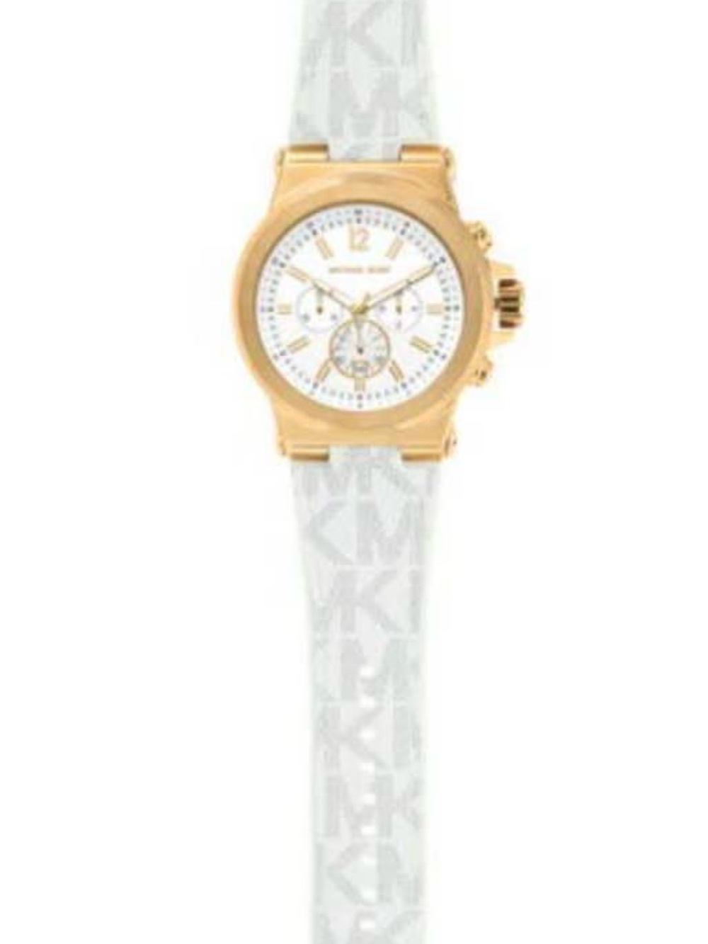 Michael Kors White Gold Men’s Dylan Chronograph 48mm Watch MK Logo Strap